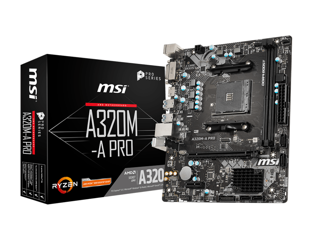 Mainboard MSI A320M-A PRO (AMD A320, SOCKET AM4, M-ATX, 2 KHE RAM DDR4)