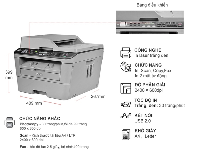 Máy in Laser Brother MFC-L2701D