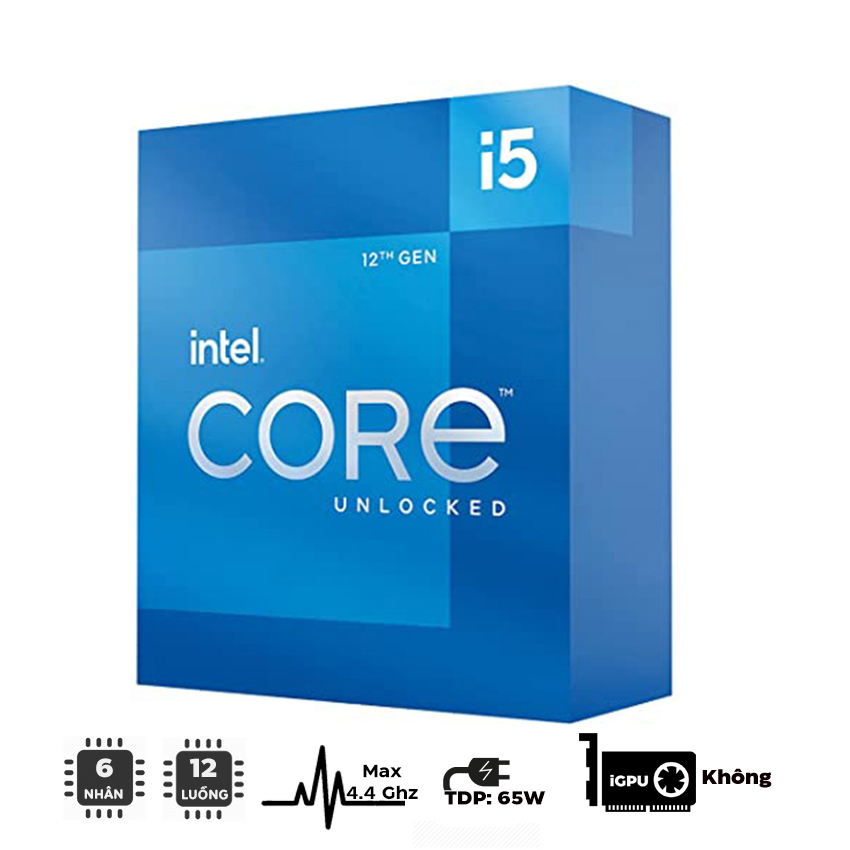 Chíp - BỘ VI XỬ LÝ / CPU Intel Core I5-12400F (UPTO 4.4GHZ, 6 NHÂN 12 LUỒNG, 18MB CACHE, 65W) - SOCKET INTEL LGA 1700)