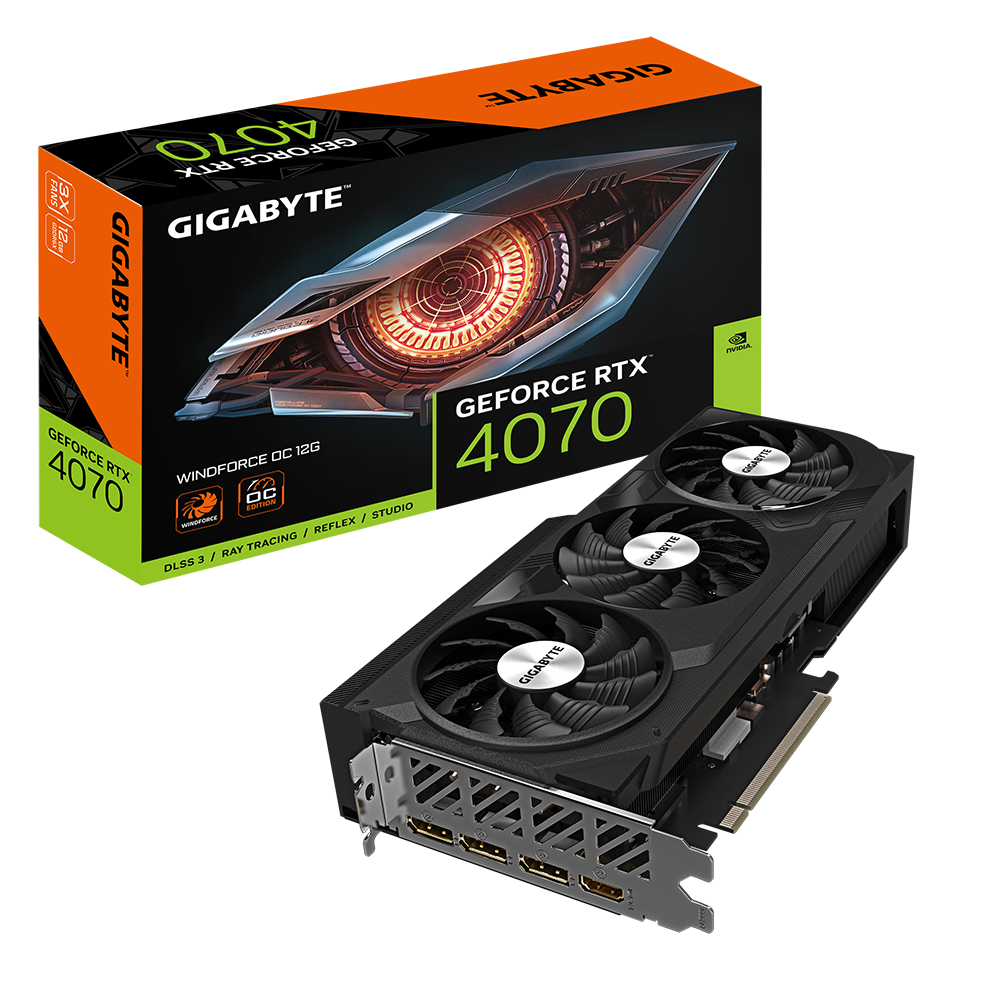 Card màn hình GIGABYTE GeForce RTX 4070 WINDFORCE OC 12G (GV-N4070WF3OC-12GD)