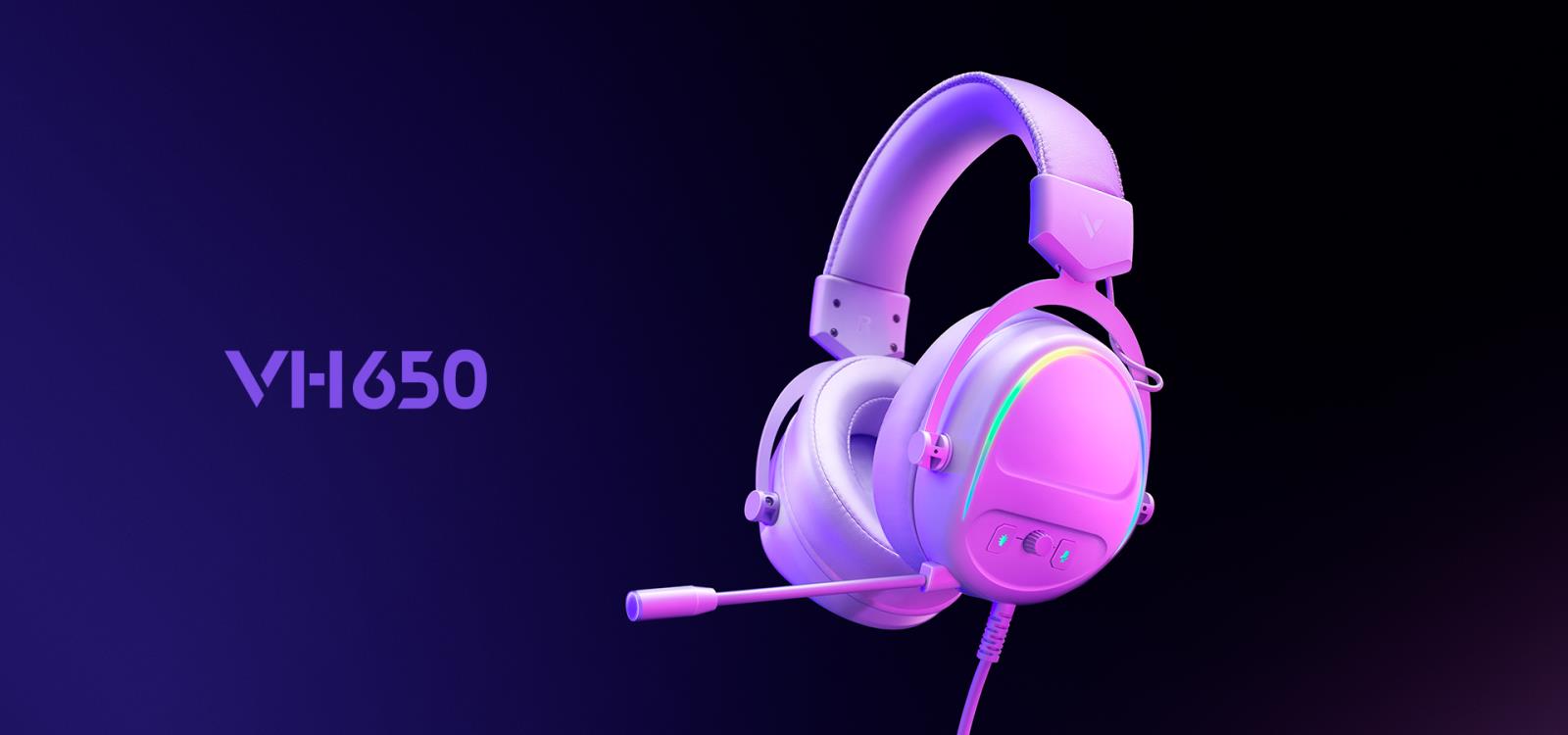 TAI NGHE GAMING RAPOO VH650 PURPLE (USB, 7.1 LED RGB)