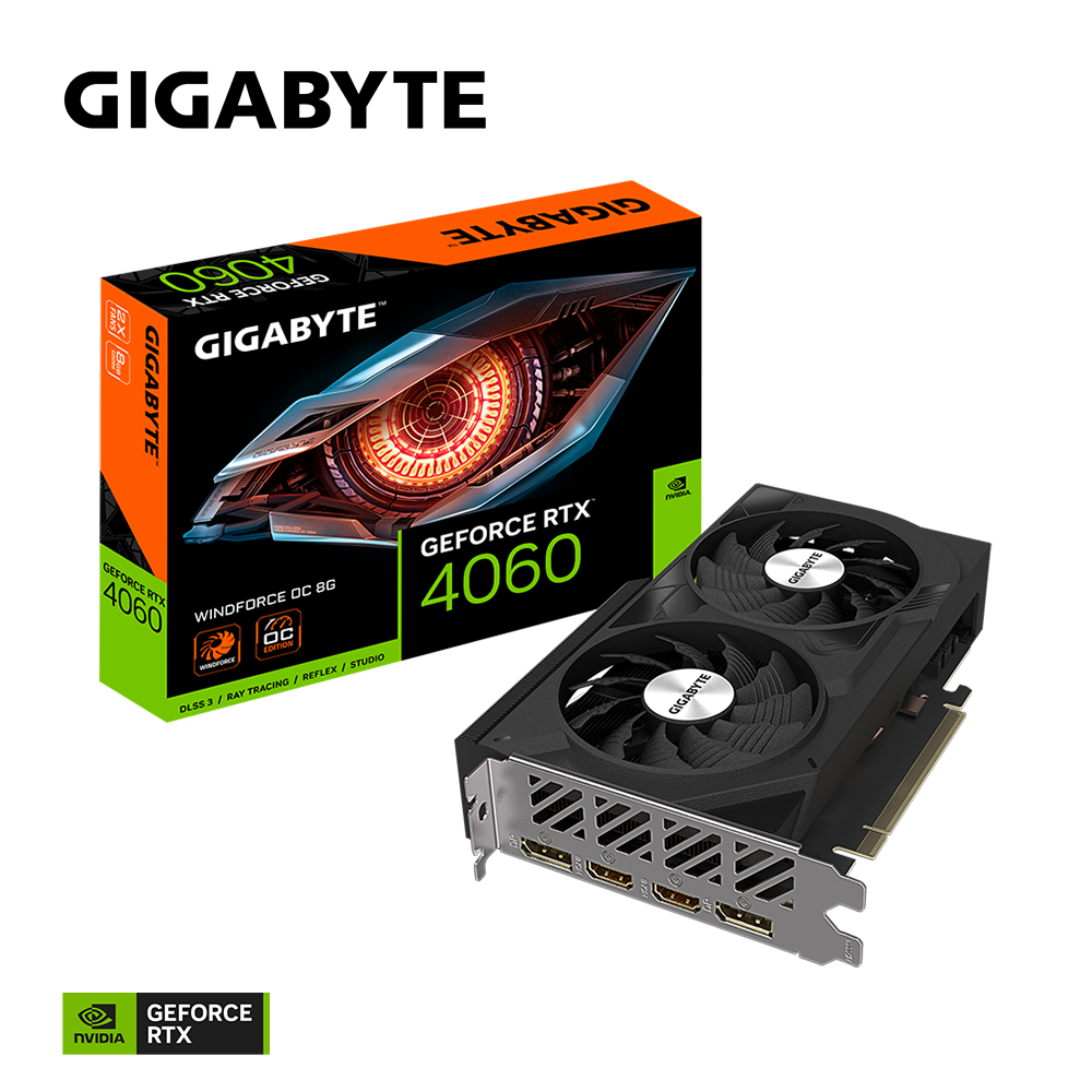 Card màn hình Gigabyte GeForce RTX 4060 WINDFORCE OC 8G – GV-N4060WF2OC-8GD