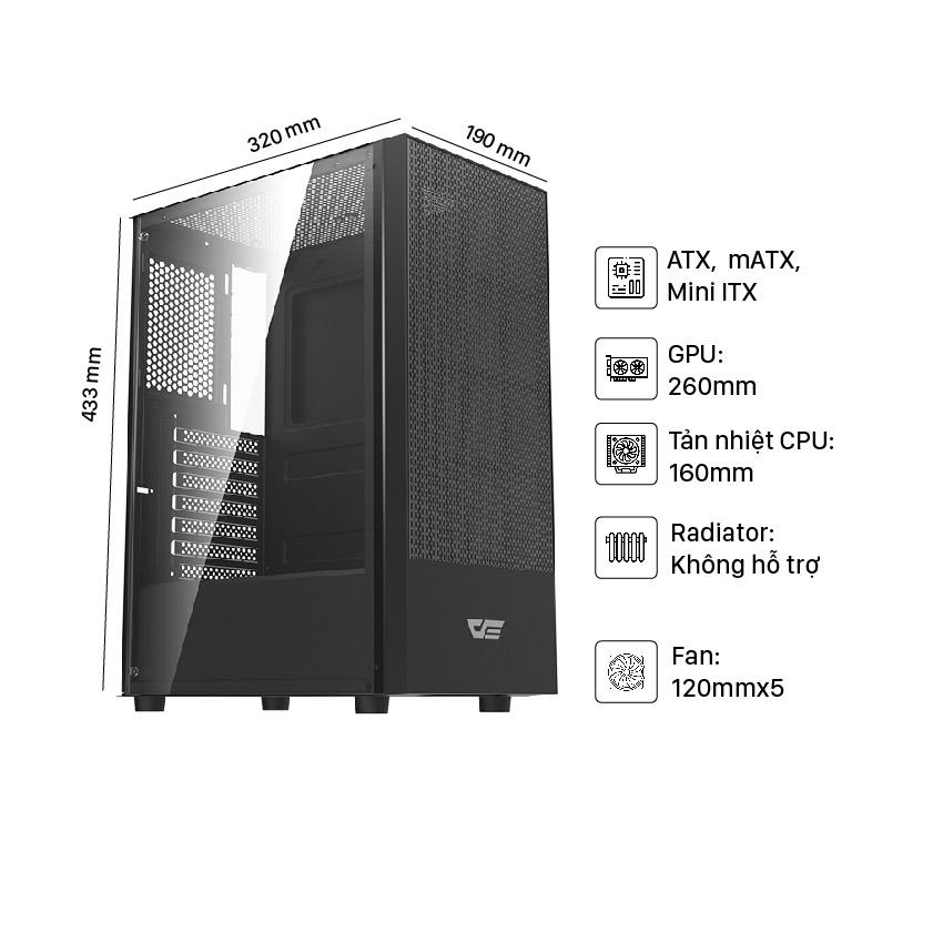 Vỏ case / Vỏ máy tính Darkflash A290 (ATX - Màu Đen)