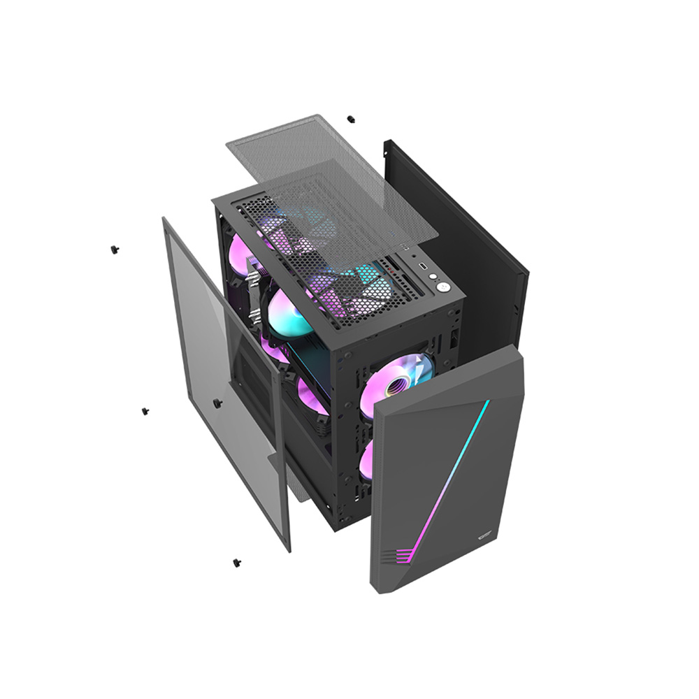 Vỏ Case máy tính Darkflash AL390 Black (MATX, Led ARGB, Màu Đen)
