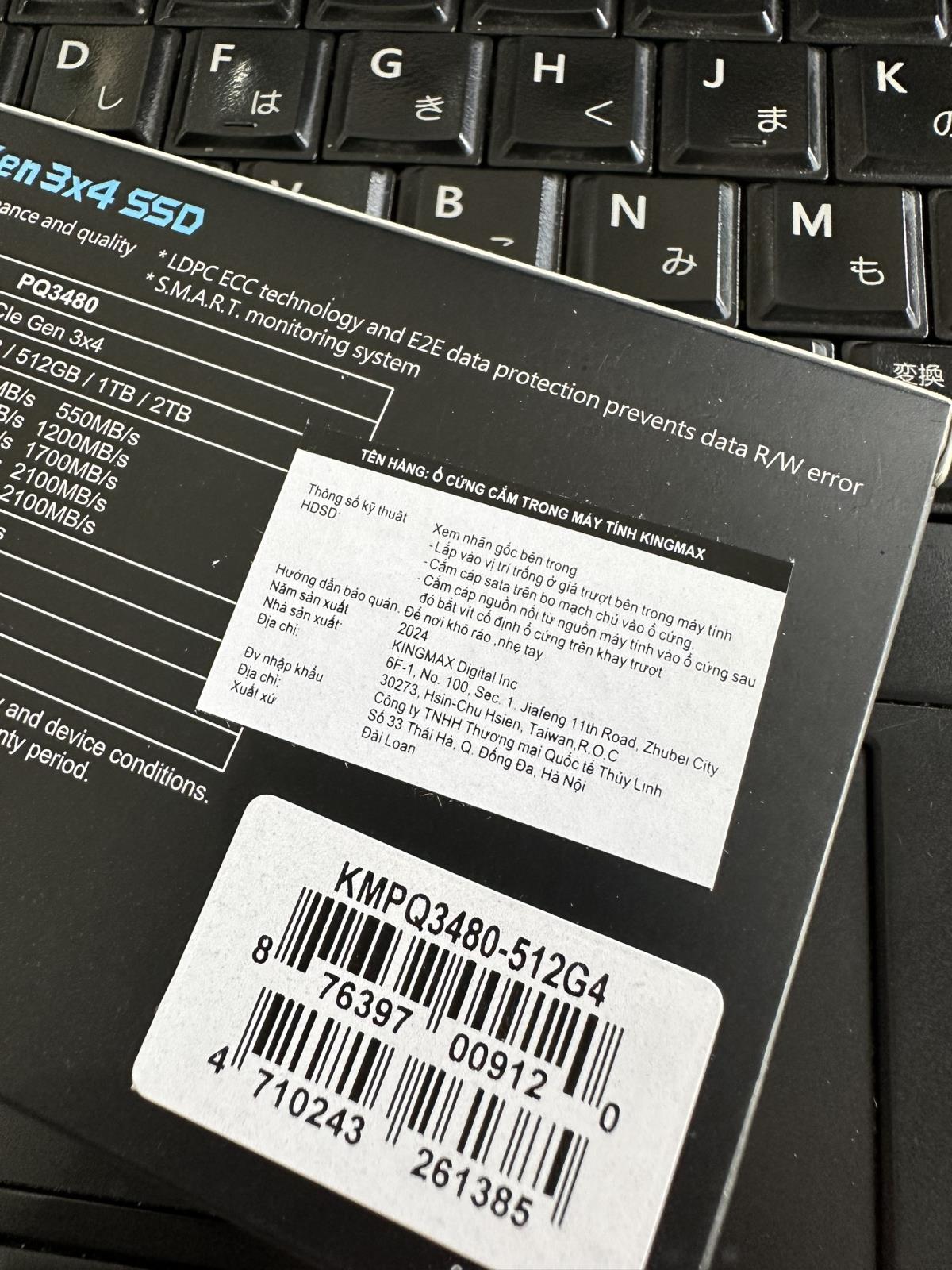 Ổ cứng SSD KINGMAX Zeus 512GB PQ3480 NVMe M.2 2280 PCIe Gen 3.0 x4